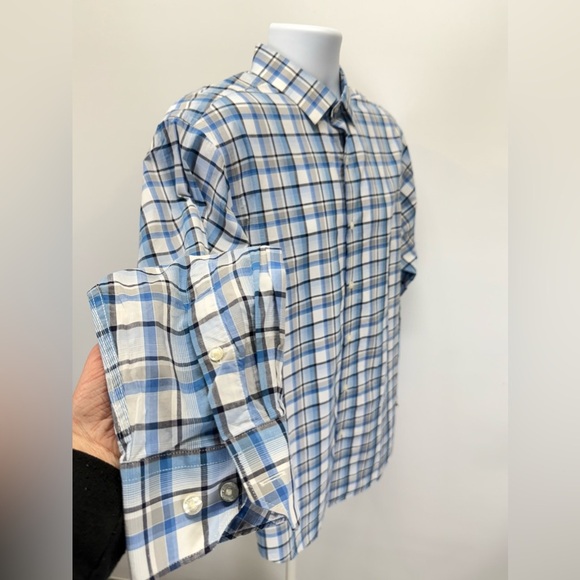 HART SCHAFNER MARX Blue and white plaid long sleeve button down shirt size L - Picture 7 of 12
